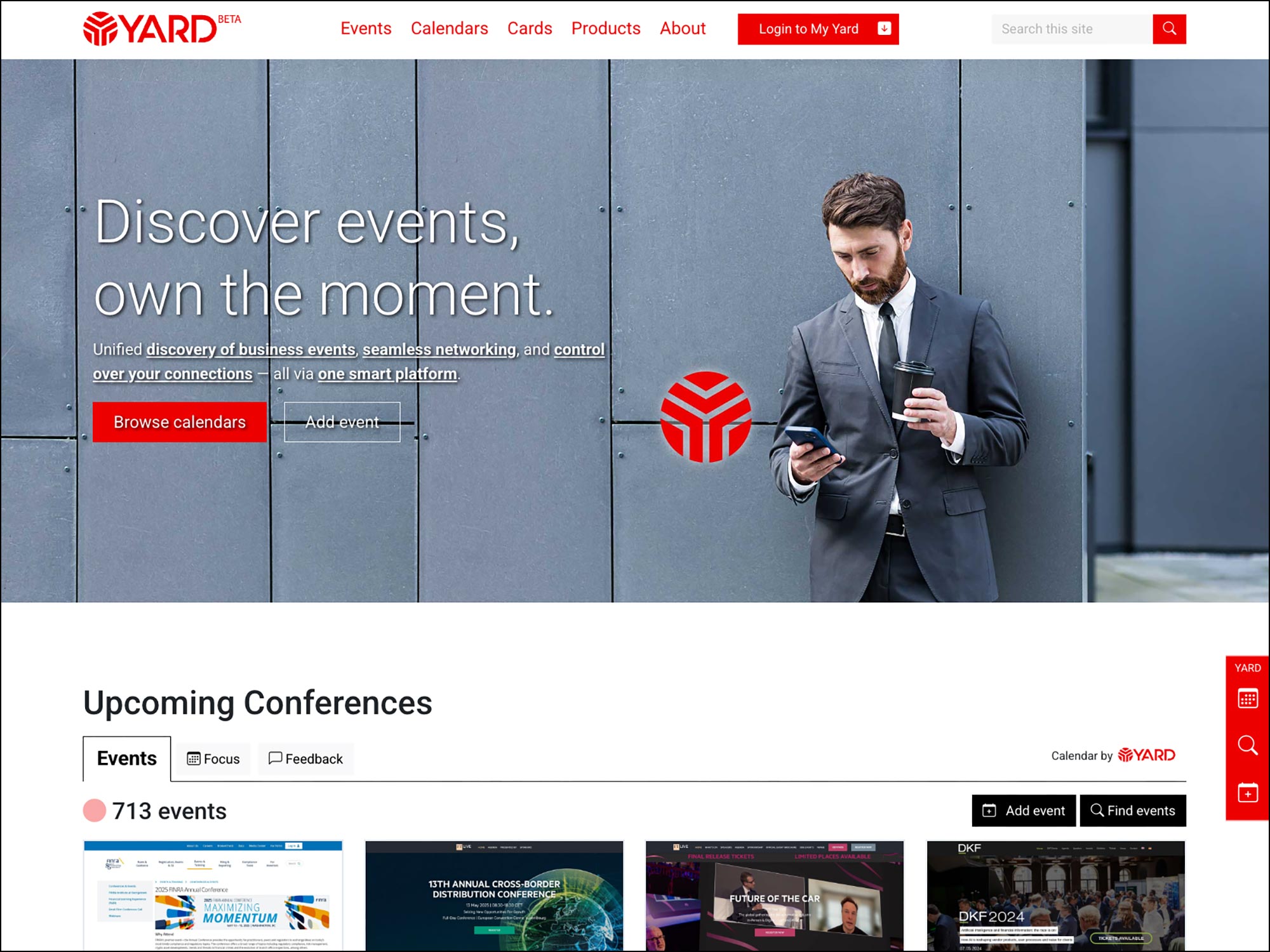 Yard Events Calendar - list business events and discover them